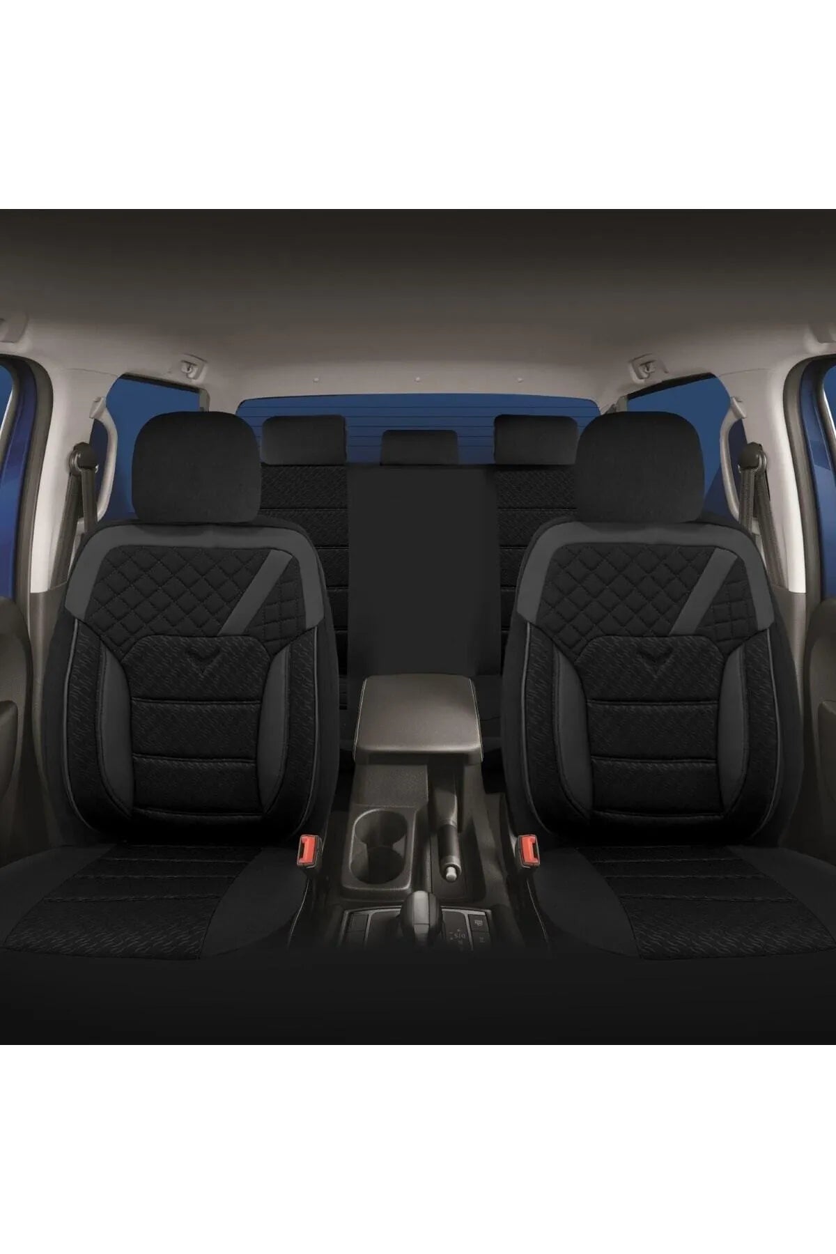 Universal car seat cover complete set – suede look / black