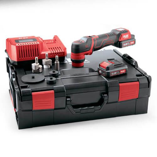 FLEX PXE 80 10.8 EC Akku Poliermaschine – Rotary & Exzenter 2.5Ah Set mit Zubehör