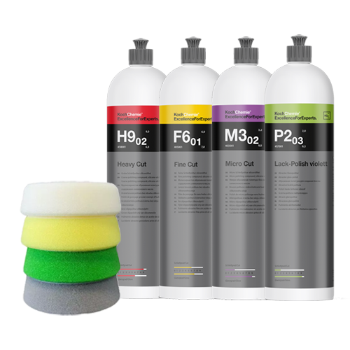 Koch Chemie Politur-Set 4x250ml + D Con Delta Pro Pads 80mm – Kompaktes Profi-Kit für Spot-Repair & Detailarbeiten