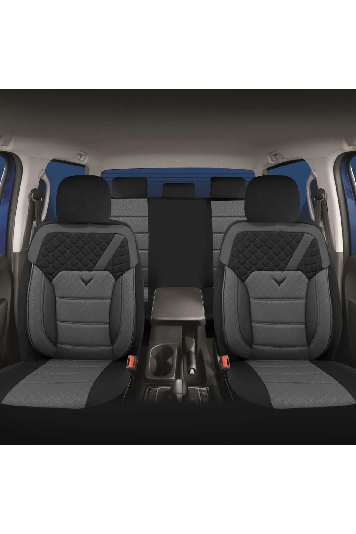 Universal car seat cover complete set Gofrage pattern / gray