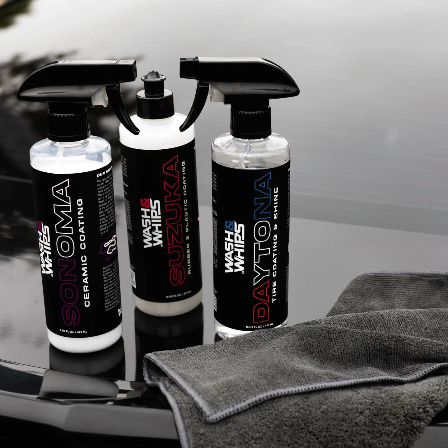 WASH&WHIPS 3‑Step Autopflegesystem – Komplettset für Auto & Cockpit