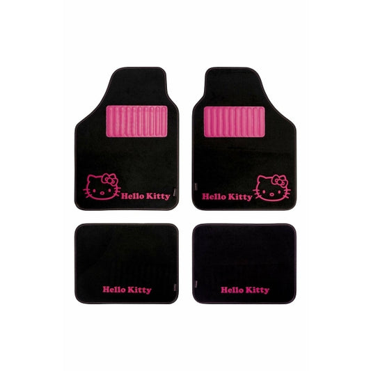 Auto‑Fußmatten‑Set Hello Kitty – Schwarz/Rosa (4‑teilig)