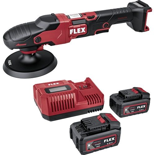 FLEX PE 150 18-EC Akku Rotations Poliermaschine Set – inkl. 2x 5.0Ah Akkus & Ladegerät