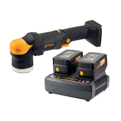 KRAUSS Mini DA A75 Akku Exzenter Poliermaschine Kit – inkl. 2 Akkus & Schnellladegerät