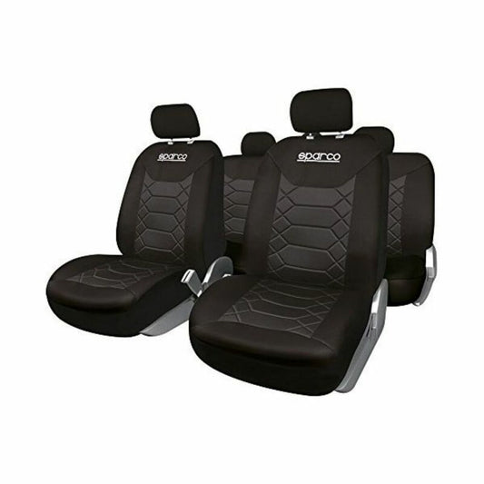 Sparco S‑Line Sitzbezug‑Set – Universal (11 Stück, Schwarz/Grau)